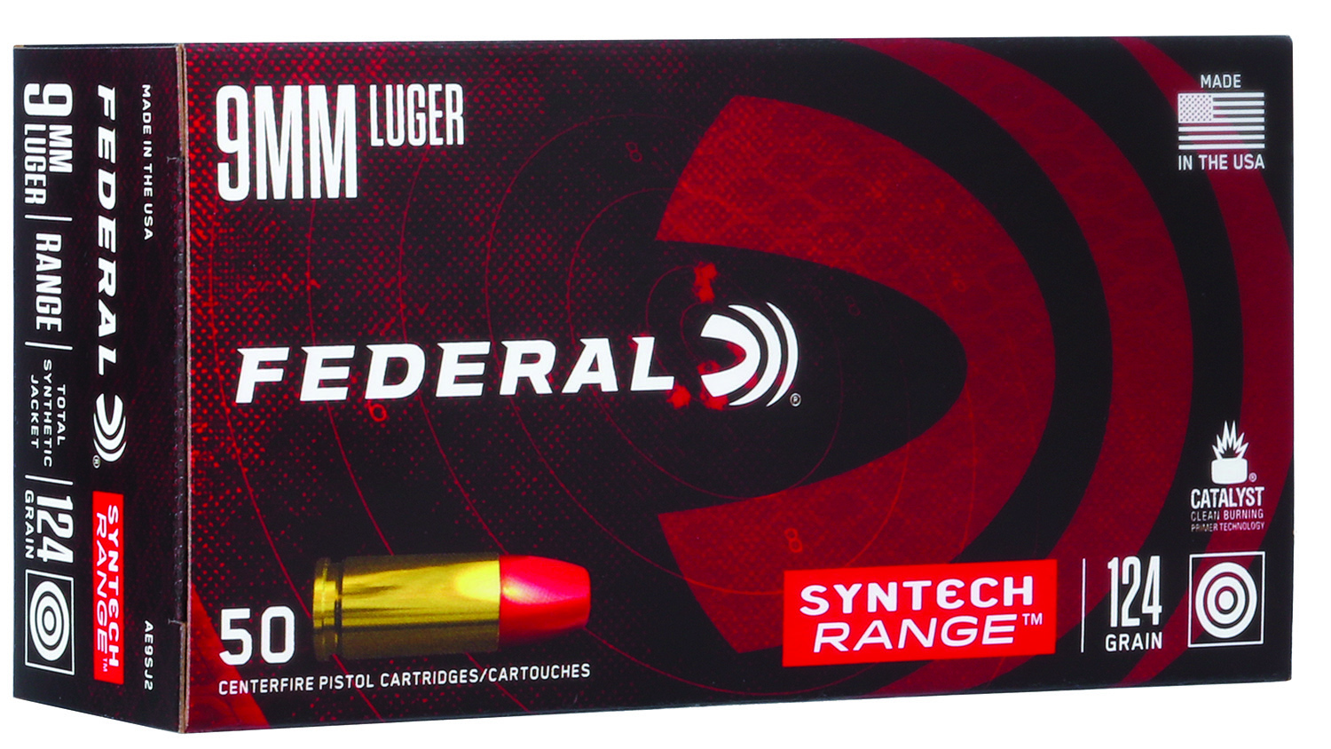 9mm Ammo - Federal Syntech Range TSJ Total Synthetic Jacket Flat Nose Ammo Federal Syntech Range TSJ Total Synthetic Jacket Flat Nose Ammo
