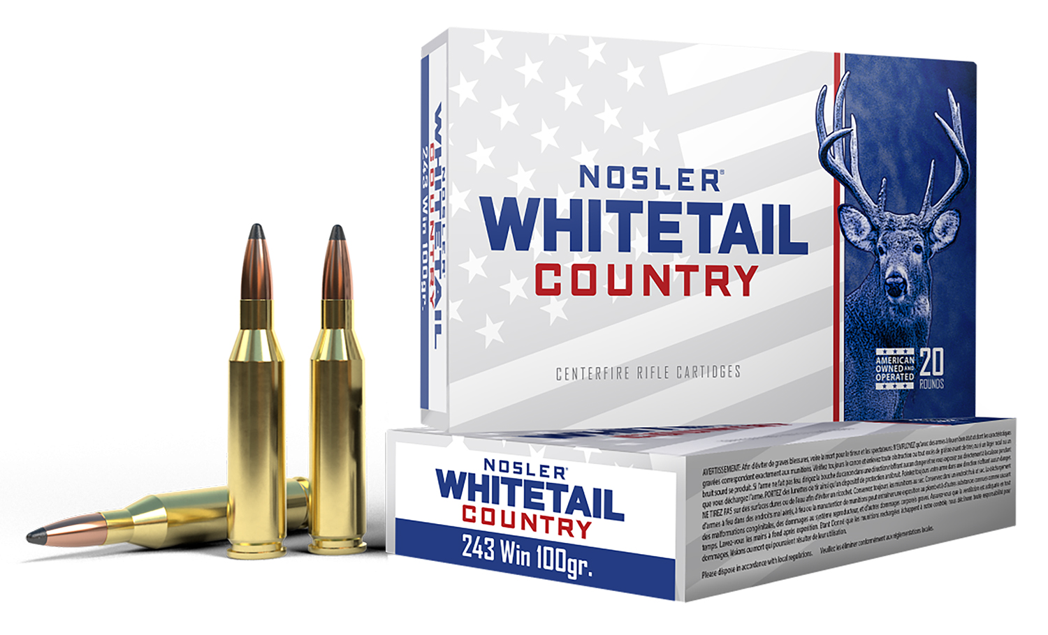 243 Win Ammo - Nosler Whitetail Country Solid Base SB Ammo Nosler Whitetail Country Solid Base SB Ammo