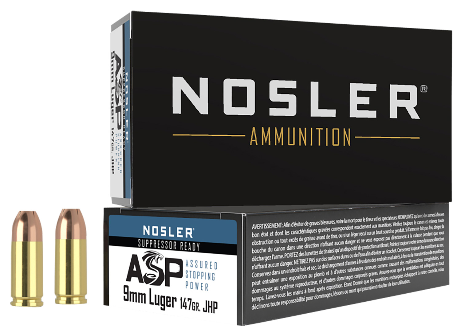 Bulk Nosler ASP Luger JHP Ammo