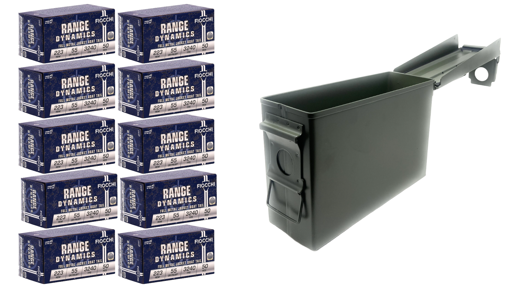 223 Rem Ammo - Bulk Fiocchi Ammo + Can FMJ Bulk Fiocchi + Can FMJ Ammo