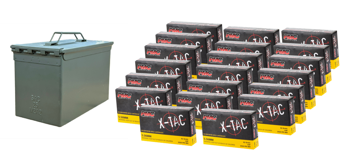 5.56 NATO Ammo - Bulk PMC X-TAC Light Armor Piercing + Lake City Ammo Can Bulk PMC X-TAC Light Armor Piercing + Lake City Can Ammo