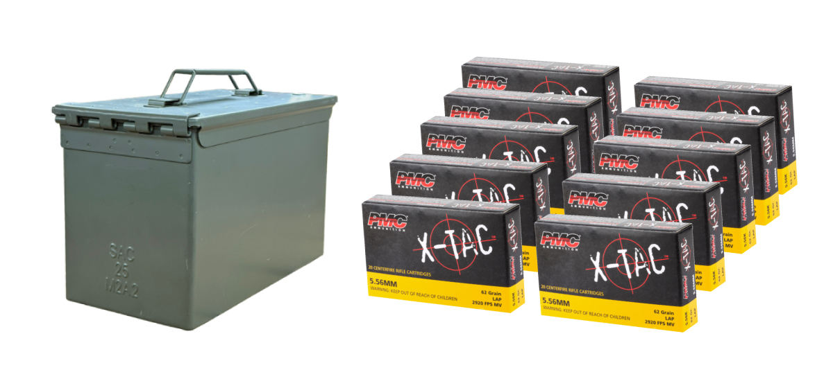 5.56 NATO Ammo - Bulk PMC X-TAC Light Armor Piercing + Lake City Ammo Can Bulk PMC X-TAC Light Armor Piercing + Lake City Can Ammo