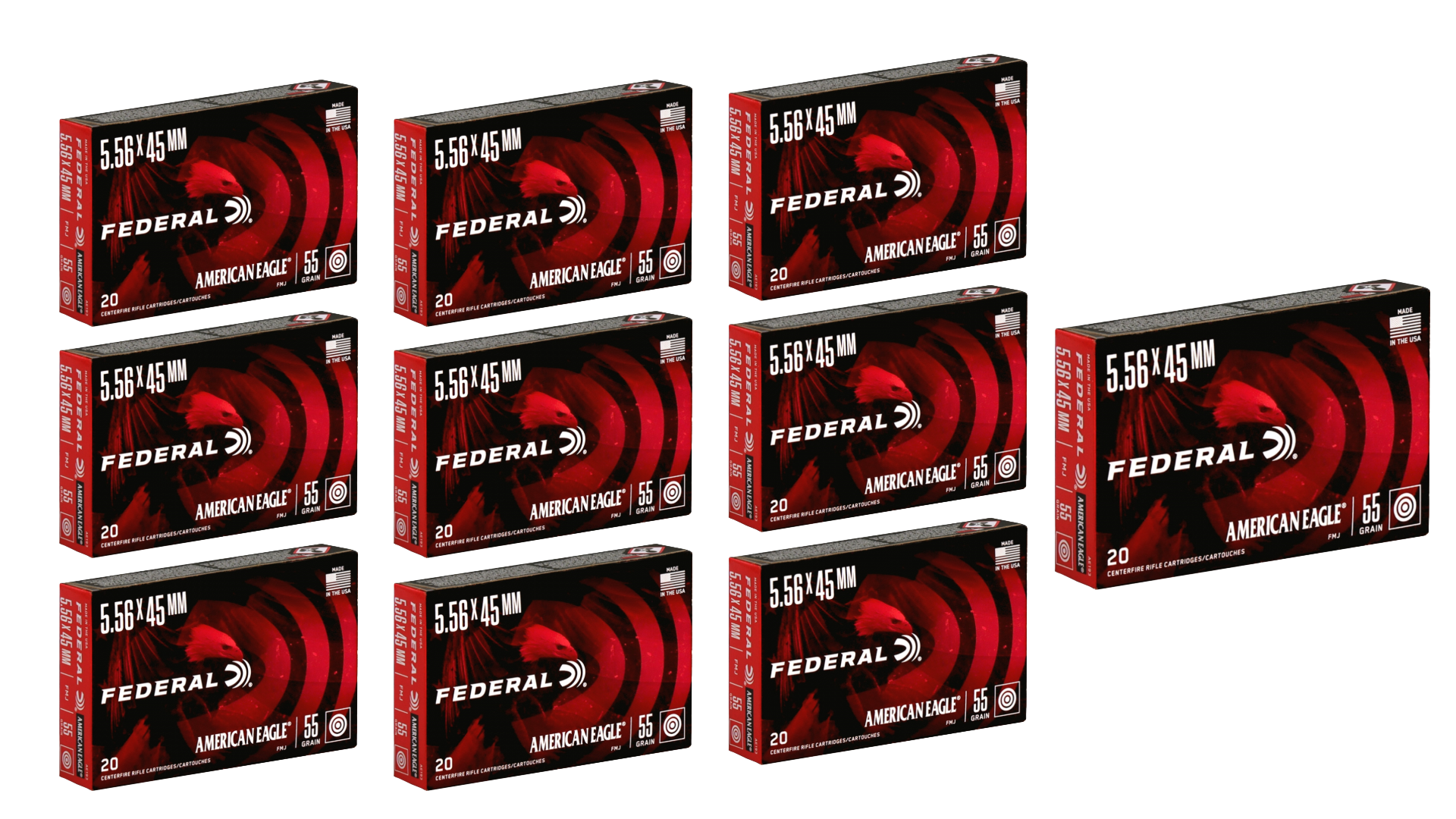 5.56 NATO Ammo - Federal American Eagle Boat Tail Ammo FMJ Federal American Eagle Boat Tail FMJ Ammo