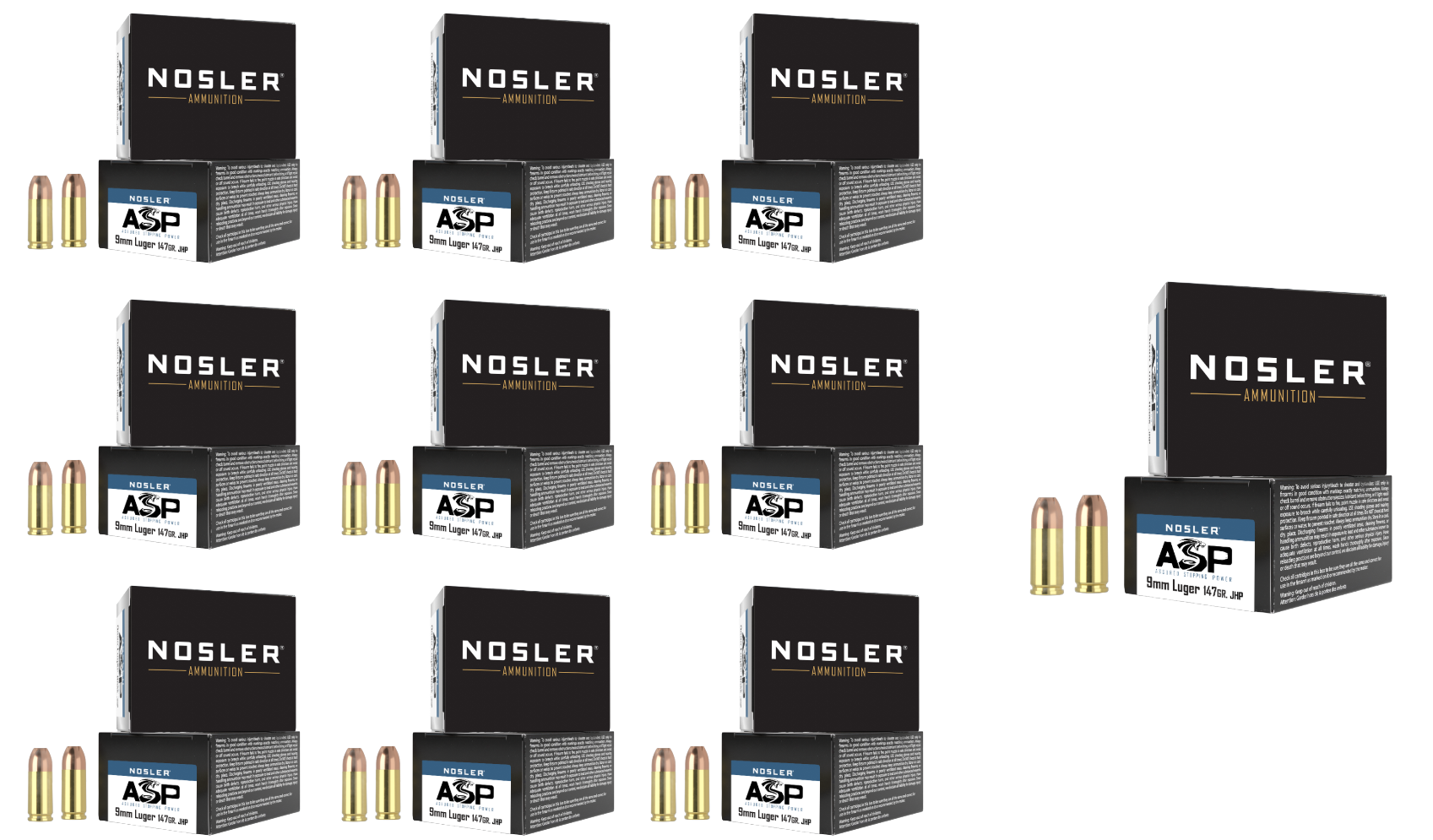 9mm Ammo - Nosler ASP Ammo JHP Nosler ASP JHP Ammo