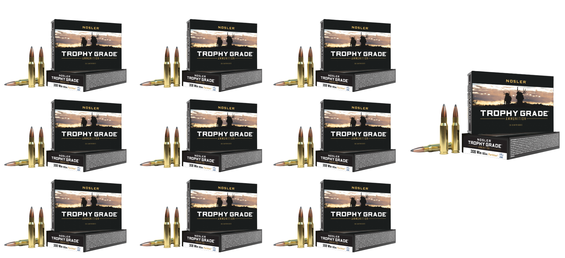 308/7.62x51mm Ammo - Nosler Trophy Grade Partition Ammo SP Nosler Trophy Grade Partition SP Ammo