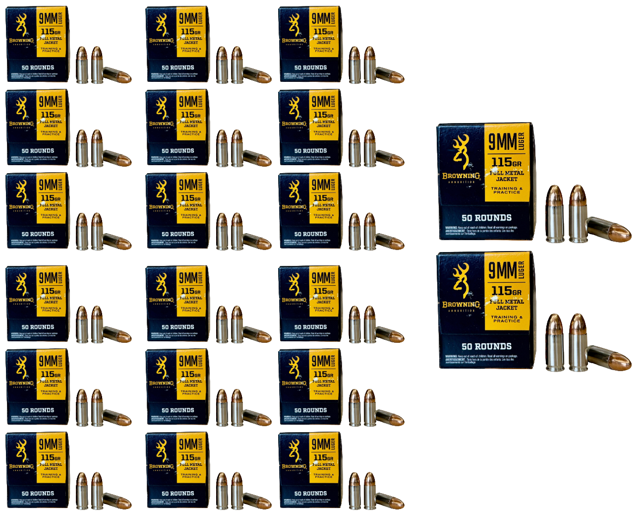 9mm Ammo - Bulk Browning Performance Target Nickel-Plated Ammo FMJ Bulk Browning Performance Target Nickel-Plated FMJ Ammo