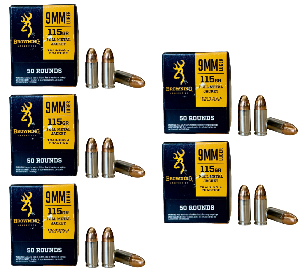 9mm Ammo - Browning Performance Target Nickel-Plated Ammo FMJ Browning Performance Target Nickel-Plated FMJ Ammo