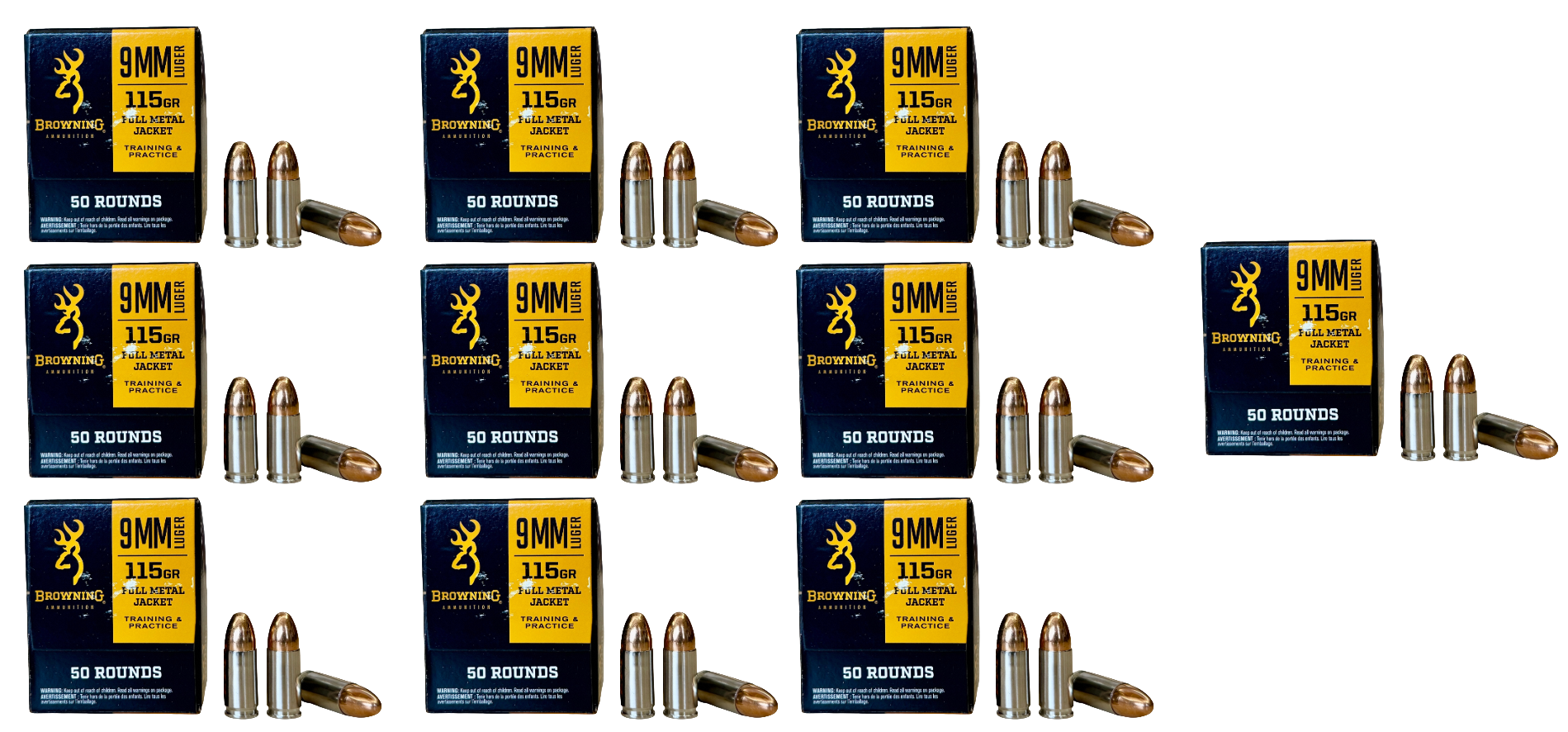 9mm Ammo - Bulk Browning Performance Target Nickel-Plated Ammo FMJ Bulk Browning Performance Target Nickel-Plated FMJ Ammo