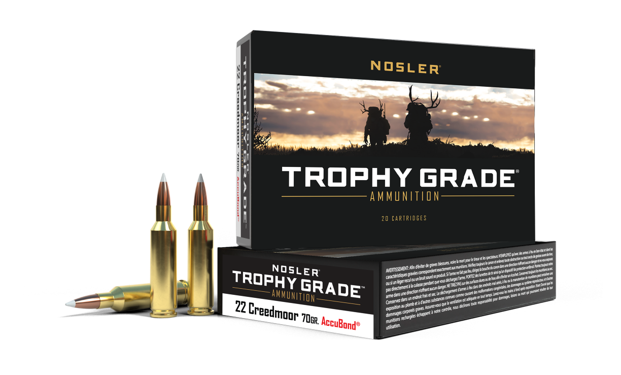 Nosler 60152 Trophy Grade 22 Creedmoor 70 Grain AccuBond Polymer Tip (PT) Ammo