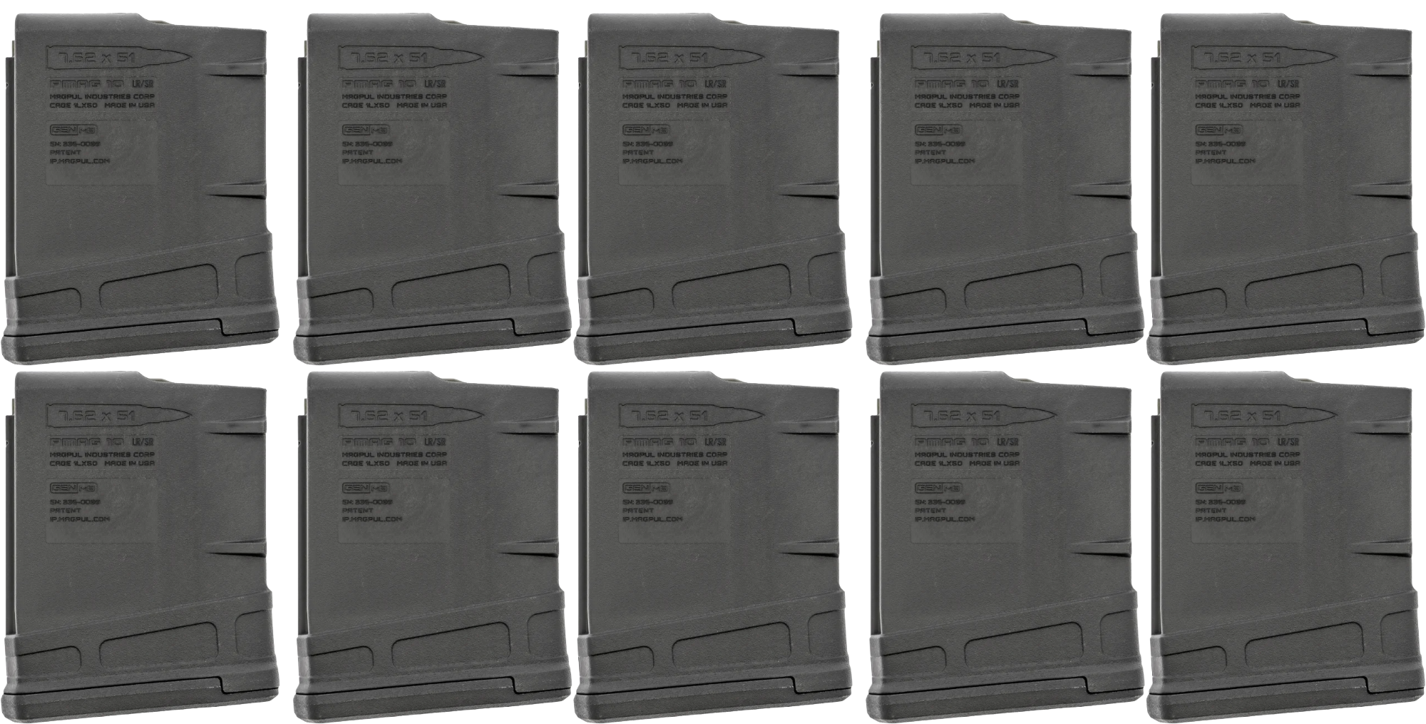 Magpul MAG290-BLK PMAG 10 LR/SR GEN M3 SR-25 .308/7.62x51 10-Round Magazine