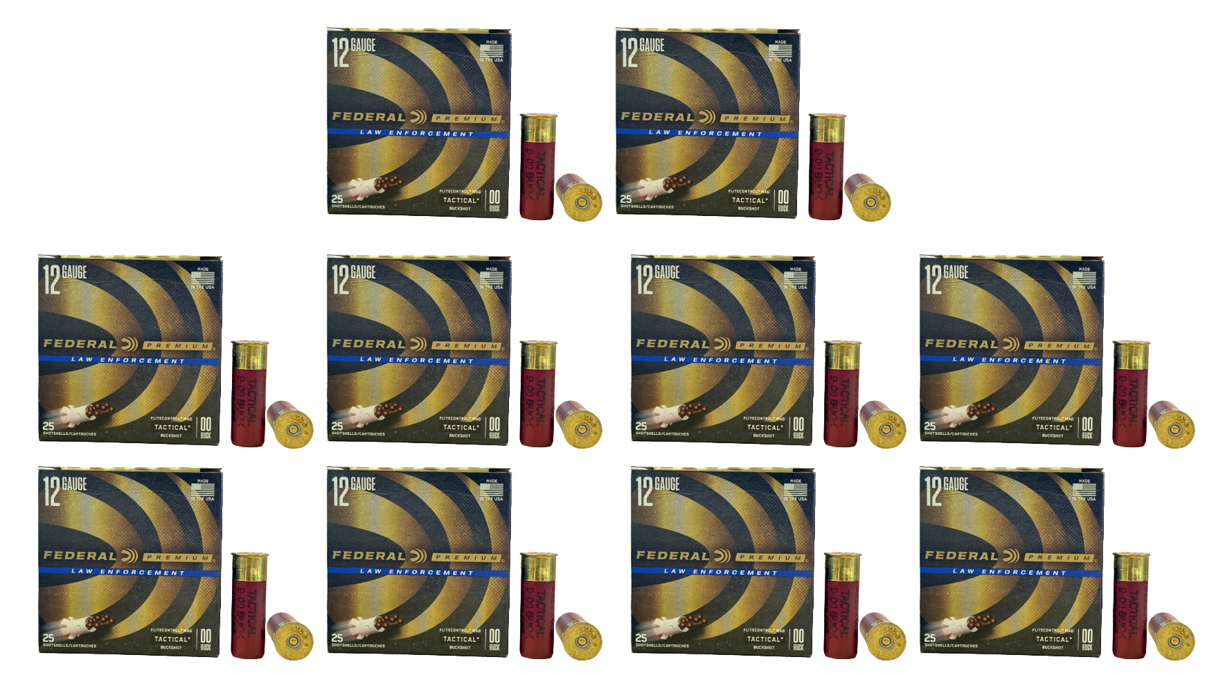 Federal LER127 00 LE Premium 12 Gauge 2-3/4" 9 Pellet 00 Buckshot Ammo
