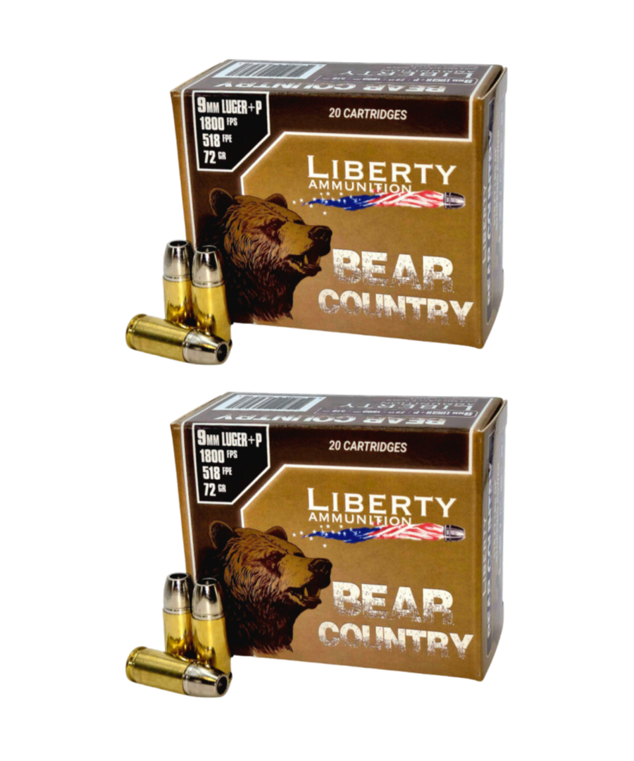 Liberty Ammunition LAR90662 Bear Country 9mm +P 72 Grain Hollow Point (HP) Ammo