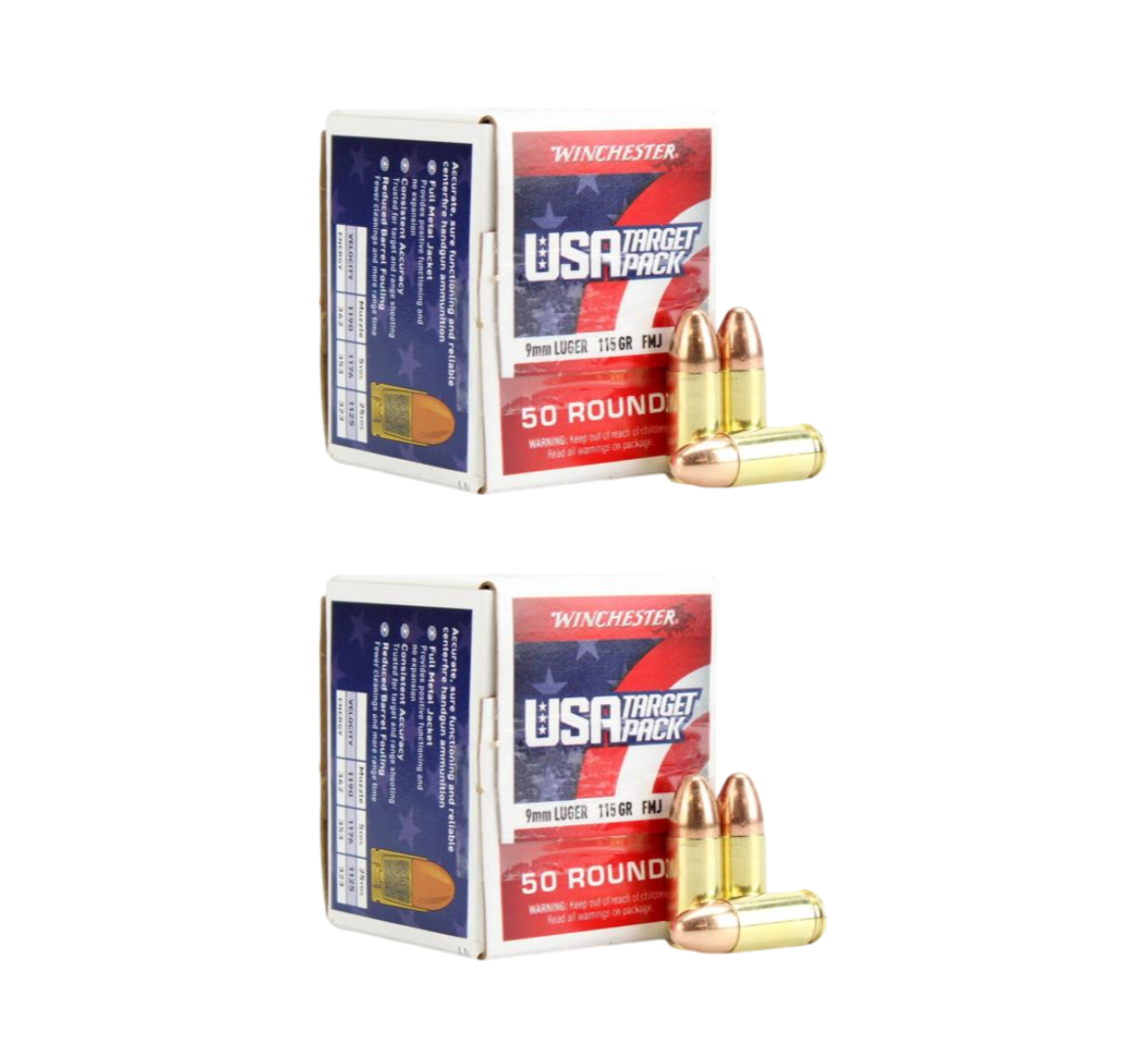 9mm Ammo - Winchester USA Target Ammo FMJ Winchester USA Target FMJ Ammo