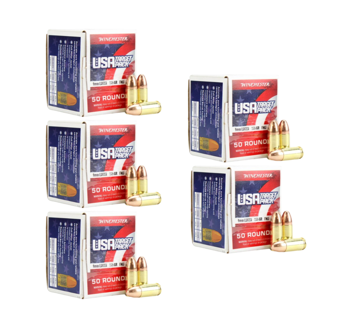 9mm Ammo - Winchester USA Target Ammo FMJ Winchester USA Target FMJ Ammo