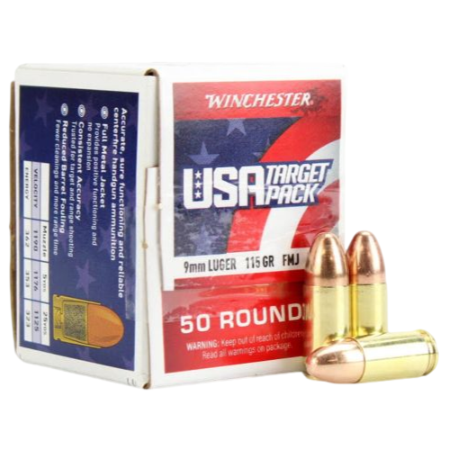 9mm Ammo - Winchester USA Target Ammo FMJ Winchester USA Target FMJ Ammo