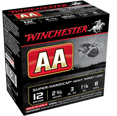 Winchester 12 GA 2-3/4"" #8 AA SUPER-HANDICAP HEAVY TARGET 1-1/8 OZ, Case Of 250