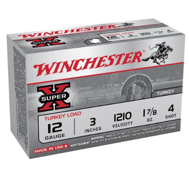 WINCHESTER AMMUNITION SUPER-X TURKEY LOAD 3" 12 GAUGE AMMO 4, 10/BOX - X123MT4