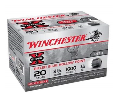 Winchester 20 Gauge Ammunition Super-X X20RSM5VP 2-3/4" Rifled Slug 3/4oz 1600fps 15 Rounds
