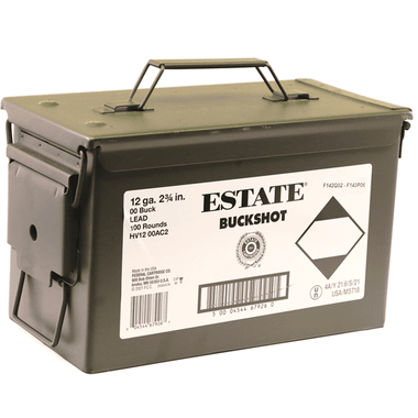 Federal Estate 12 Gauge 2.75" 00 Buckshot, 9 Pellets - 100 Round Pack
