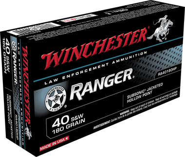 Winchester .40 S&W Ammo 180 Grain Ranger Series Jacketed