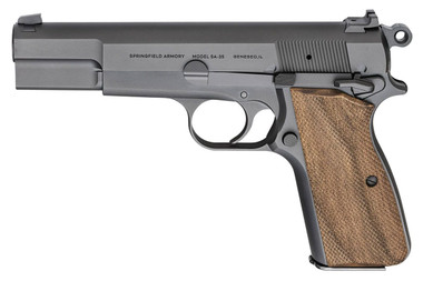 Springfield SA35 9mm Pistol With Checkered Walnut Grips Black  HP9201