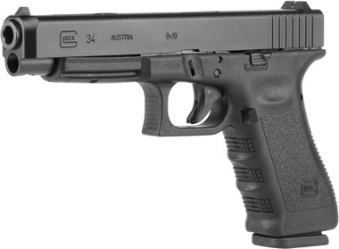 Glock PI3430101 G34 Gen3 Competition CA Compliant 9mm Luger  5.31 Barrel 101  Black Frame  Slide Finger Grooved Rough Texture Grip Adjustable Sights Safe Action Trigger