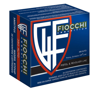 Fiocchi 380XTP25 Hyperformance 380 ACP 90 gr 975 fps Hornady XTP Hollow Point