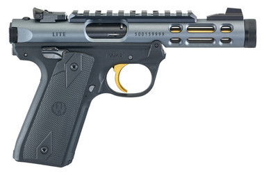 Ruger Mark IV 22LR 4" Barrel, Diamond Gray, Checkered 1911-Style Panel Gip Pistol - 10Rd
