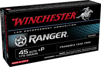 Winchester Ranger 45 ACP AUTO Ammo 175 Grain +P Frangible SF Lead Free