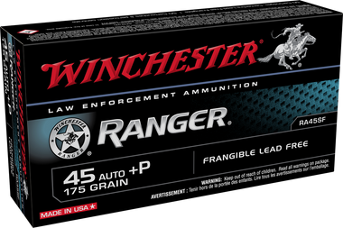 Winchester Ranger 45 ACP AUTO Ammo 175 Grain +P Frangible SF Lead Free
