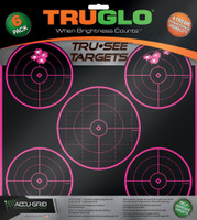TRUGLO TRU-SEE SPLATTER TARGET PINK 5-BULL 12X12- 6 PACK BULLSEYE