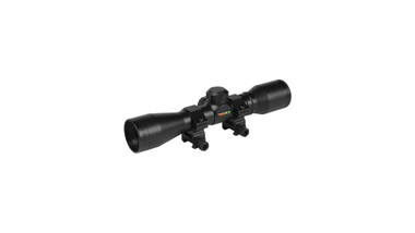 TRUGLO SCP 4X32 RIMFIRE RIFLESCOPE W/ 3/8 DUPLEX RETICLE AND RINGS BLACK
