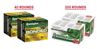 Remington 124 Grain +P Bonded JHP 40rds & 115 Grain FMJ 200rds - 240 Rounds Total
