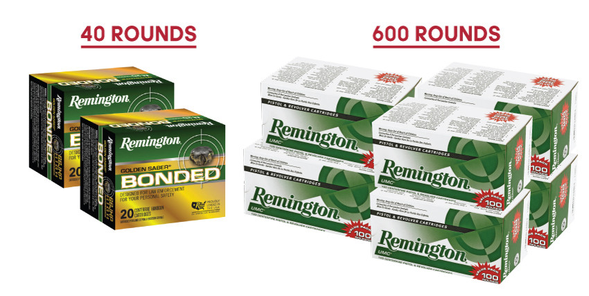 Remington 23765 124 Grain +P Bonded JHP 40rds & 115 Grain FMJ 600rds - 640 Rounds Total