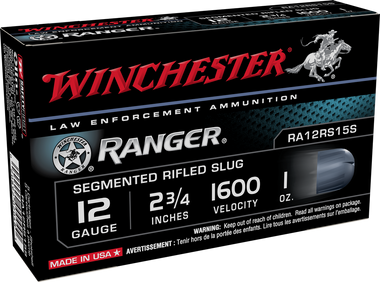 Winchester Ranger 12 Gauge 2-3/4” Rifled Segmenting  Slug 1oz 1600fps