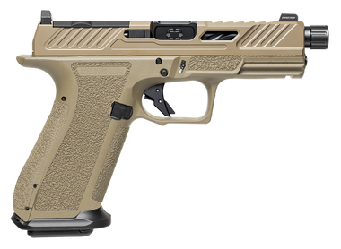XR920, 9mm, FDE Frame, Elite Slide Optic FDE, Spiral Threaded Barrel Black, SS Rod, Black Serr