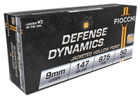 Fiocchi 9APDHP Defense Dynamics 9mm Luger 147 gr 975 fps Jacketed Hollow Point 50 Per Box/ 20 Case