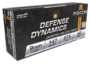 Fiocchi 9APDHP Defense Dynamics 9mm Luger 147 gr 975 fps Jacketed Hollow Point 50 Per Box/ 20 Case
