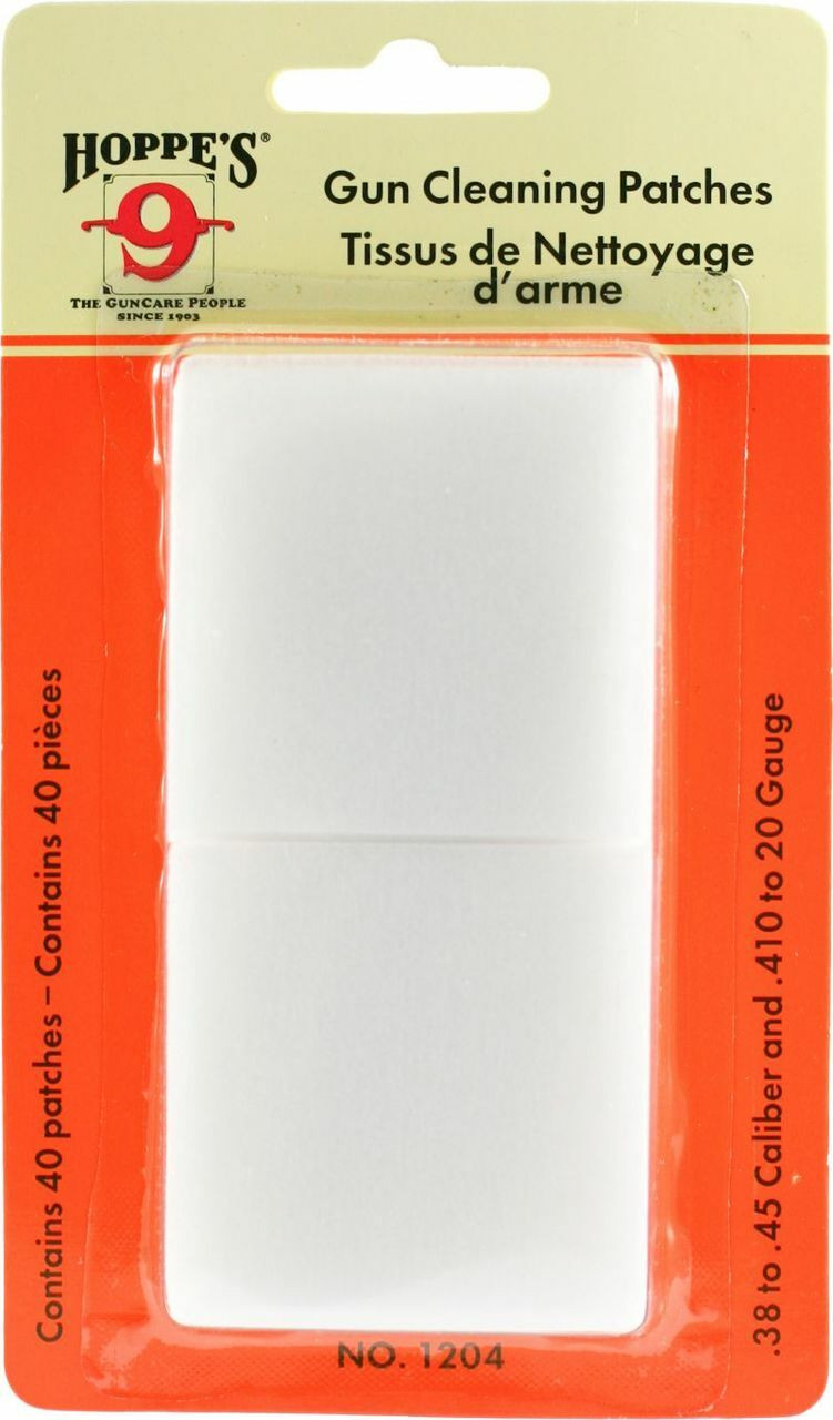 Hoppe's No. 4 Gun Cleaning Patches .38-.45 Cal/.410 Bore-20 Gauge 40 Pack - 1204