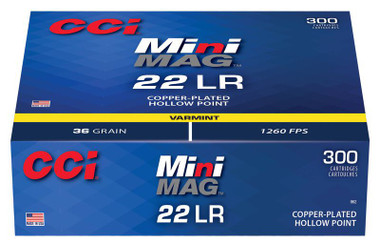 CCI Mini-Mag 22 LR 36 Gr Copper-Plated Hollow Point Ammunition
