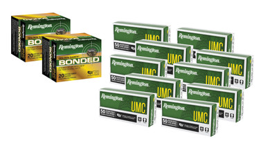 Remington Range &amp; Defense Package 9mm 124 Grain FMJ 500 Rds + Bonded +P Jacketed Hollow Point 40 Rds