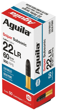 Aguila Sniper Subsonic Rimfire 22 LR 60 Grain Lead Solid Point