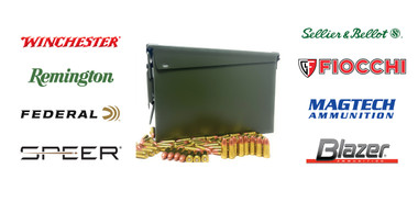 Pick Your 9mm 124 Grain Full Metal Jacket Ammunition 1000 Rounds + Military Ammo Can