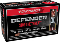Winchester Defender 12 Gauge 2.75" 9 Pellets Copper Plated 00 Buck Shot