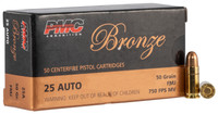 PMC Bronze 25 ACP 50 Grain Full Metal Jacket