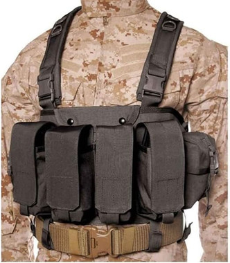 Black Commando Chest Harness for Secure Gear and Equipment Carrying