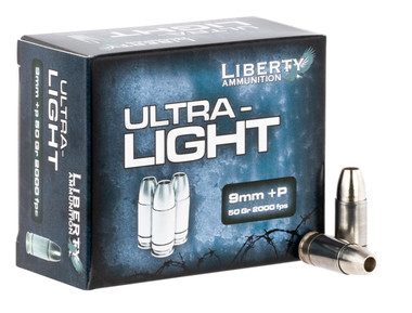 Liberty Ammunition Ultra-Light 9mm Luger +P 50 Grain LFF Hollow Point