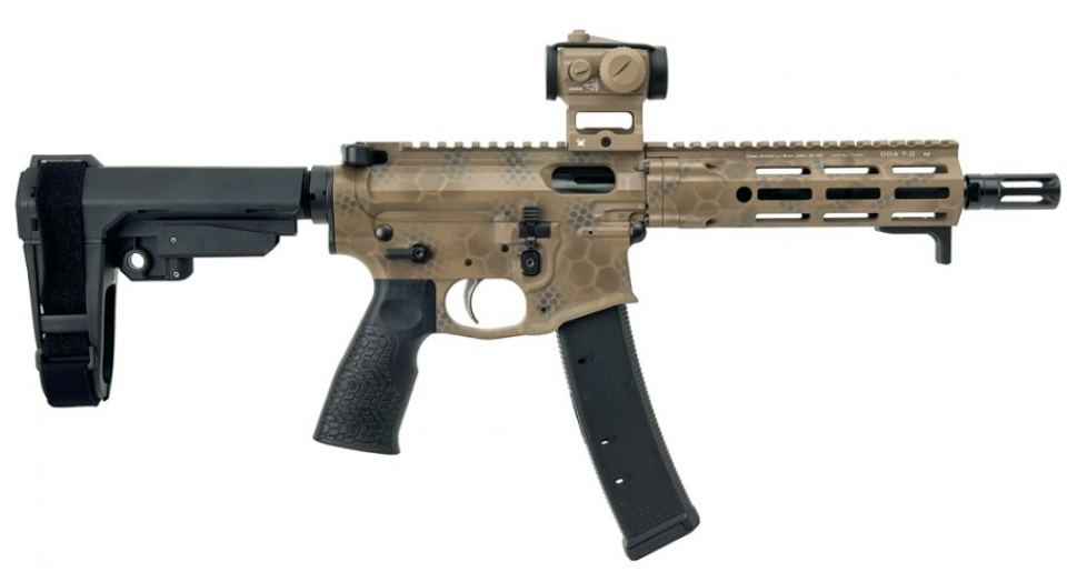 Daniel Defense PCC 9mm Pistol W/ Brace, Arid Rattlecan Cerakote, Vortex Crossfire II Red Dot
