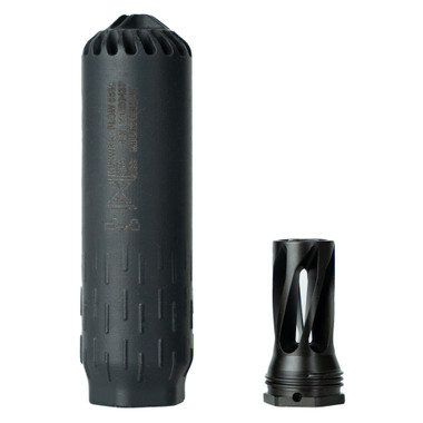 Huxwrx Flow 556k Suppressor W/ Flash Hider, 5.56/17hmr/5.7, Black (BLEM)