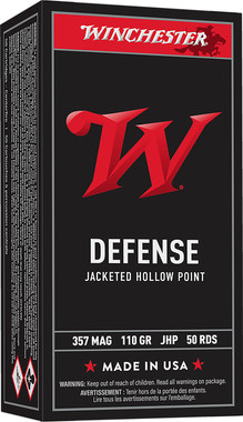 Winchester USA Defense 357 Mag 110 Grain Jacketed Hollow Point (JHP) Ammo